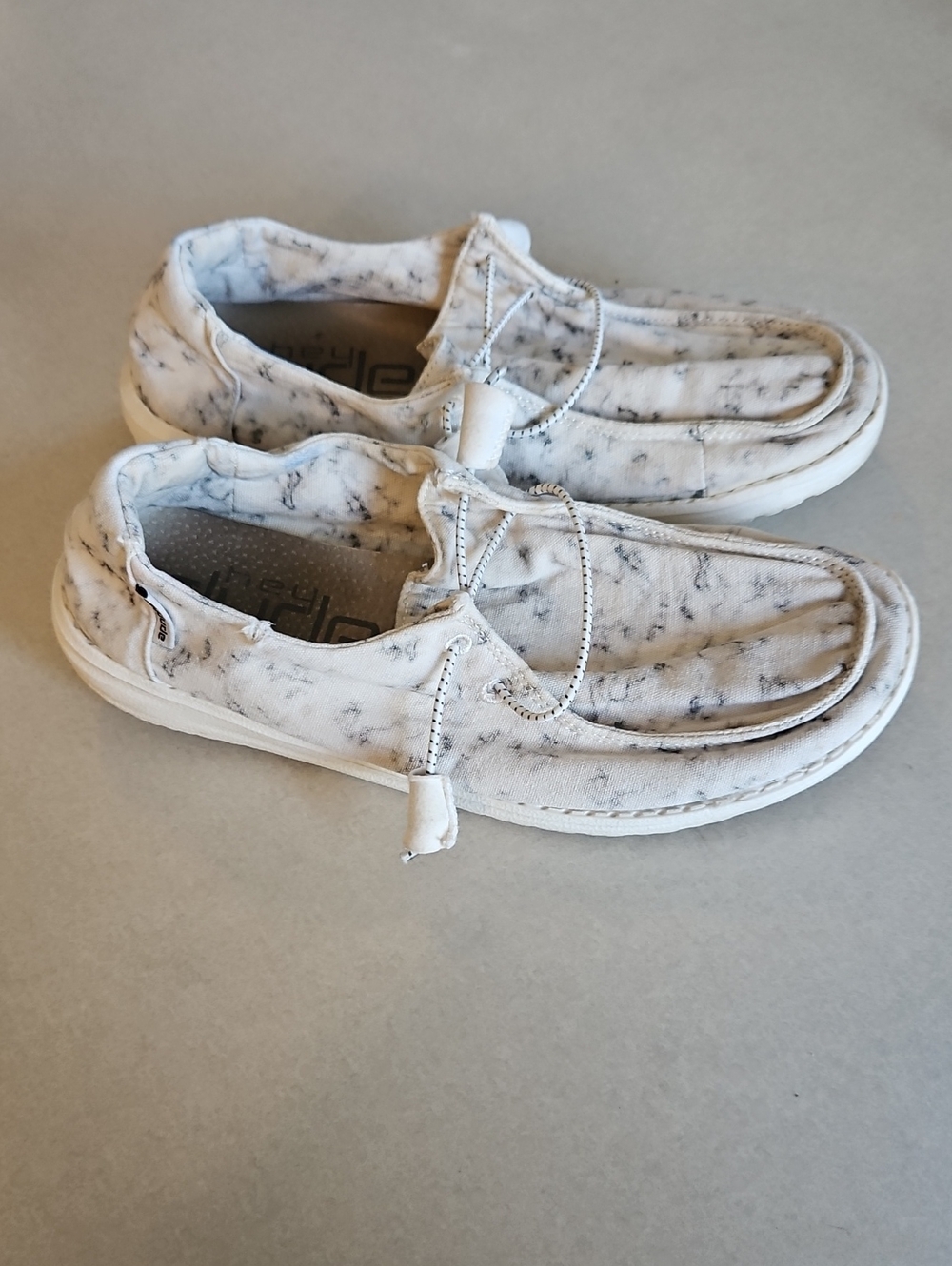 Hey Dude Women's White Marble Print Wally Slip-Ons